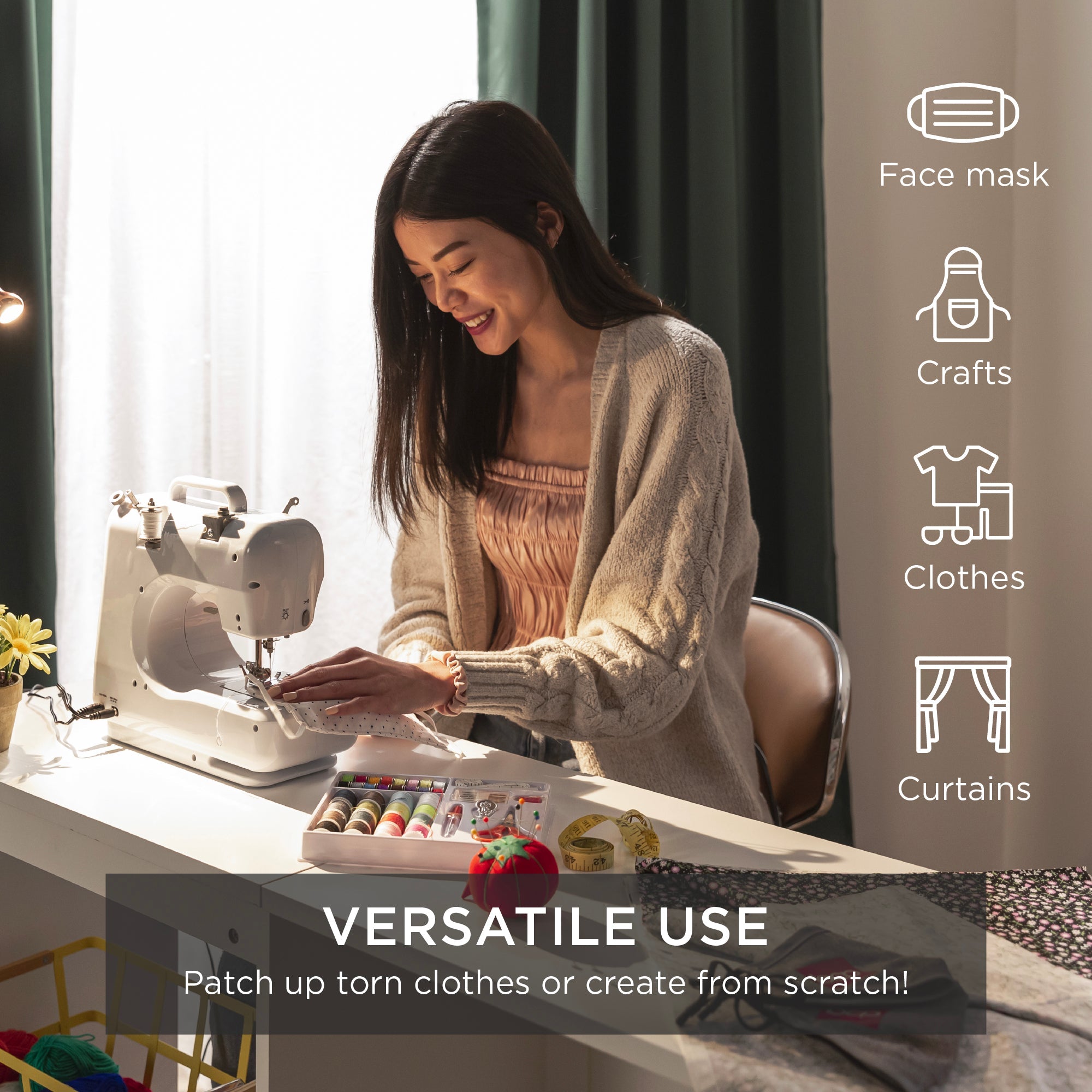 6V Portable Foot Pedal Sewing Machine with 12 Stitch Patterns designed for everyday comfort and storage