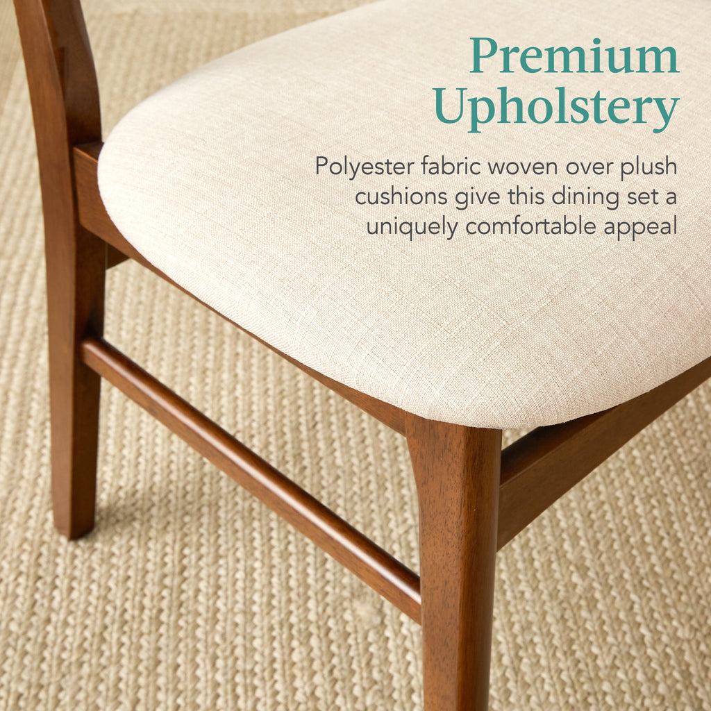 6-Piece Mid-Century Modern Upholstered Wooden Dining Set with 4 Chairs Bench designed for everyday comfort and storage