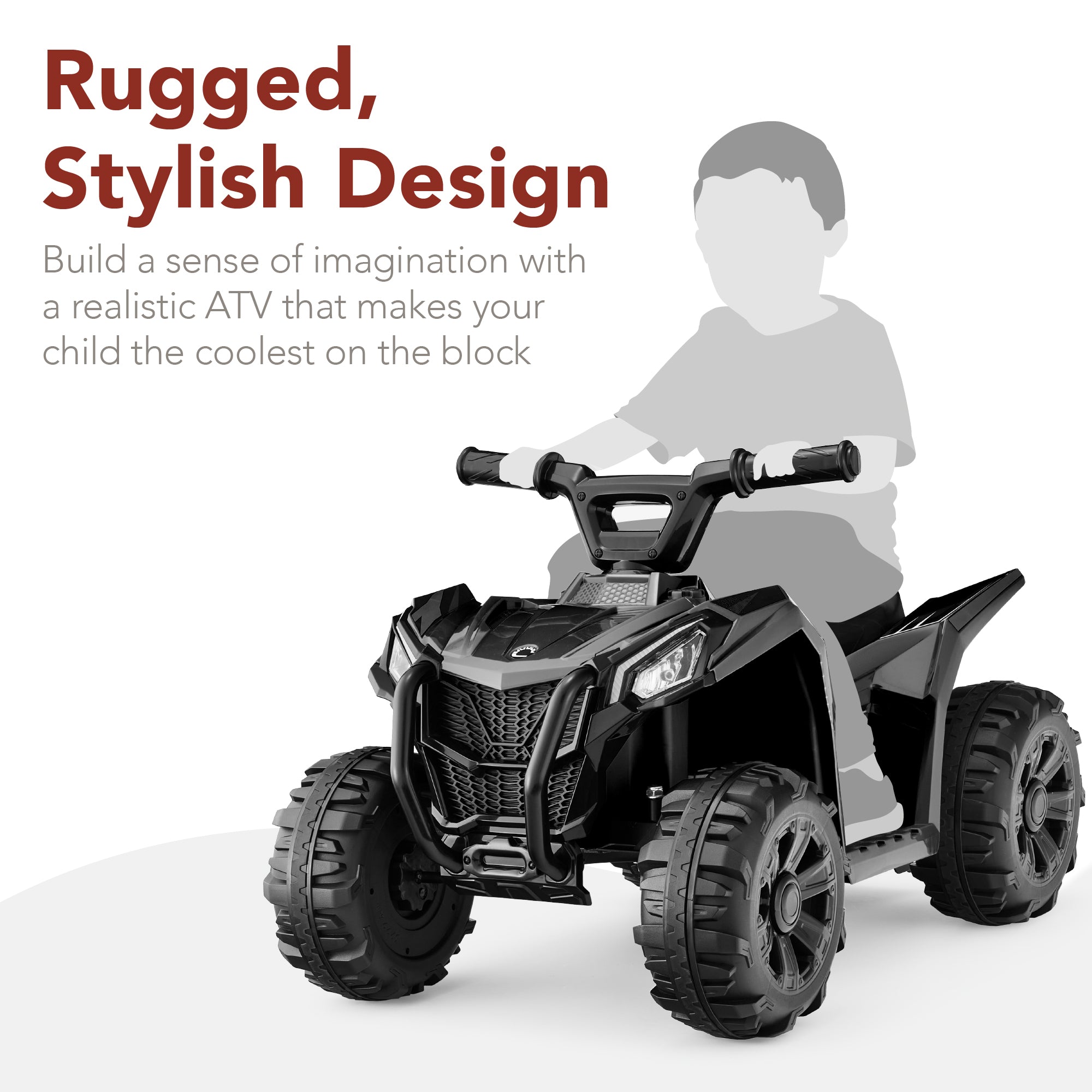 6V Kids Ride-On 4-Wheeler Quad ATV Car with 1.8mph Max Speed Treaded Tires for active play and family fun