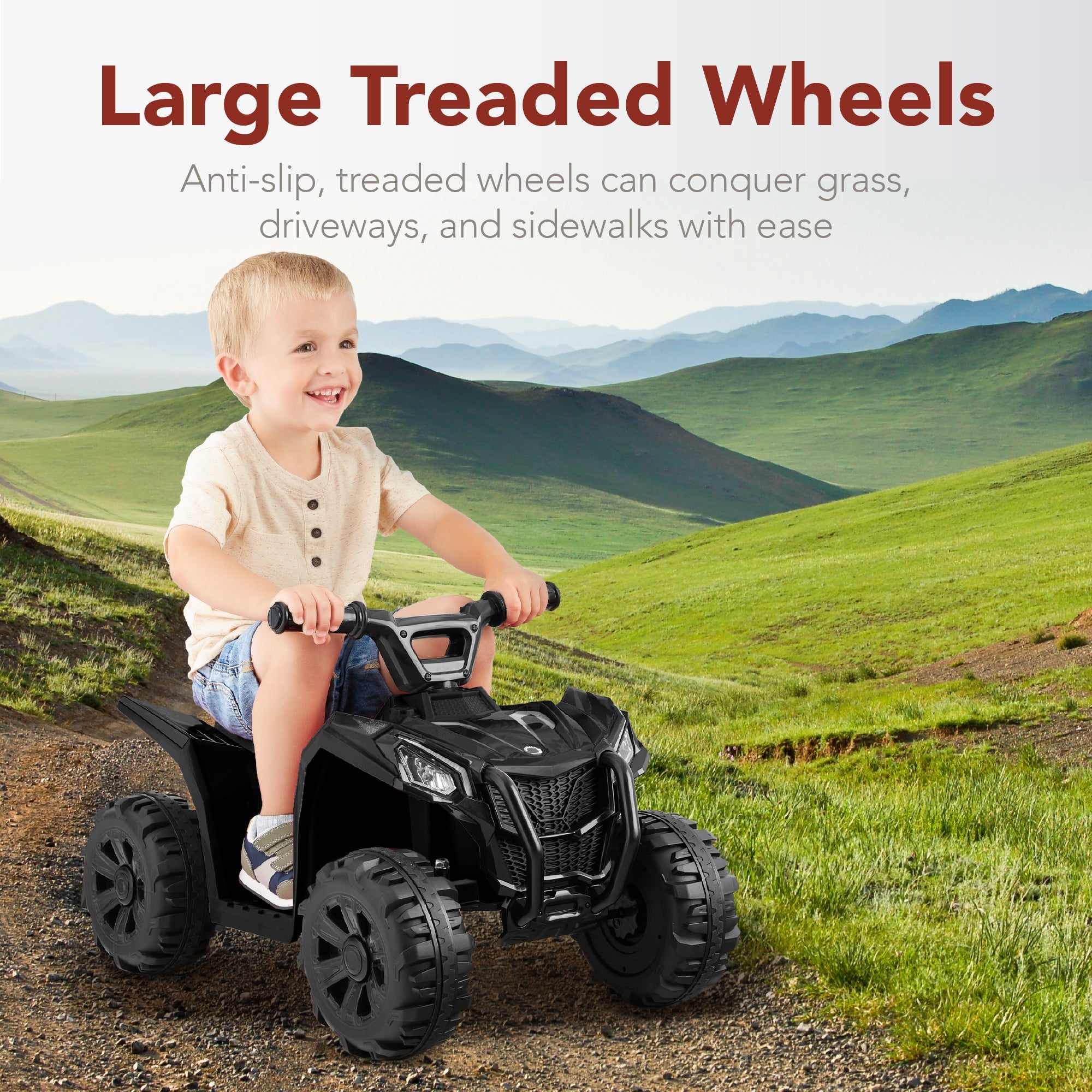 6V Kids Ride-On 4-Wheeler Quad ATV Car with 1.8mph Max Speed Treaded Tires for active play and family fun