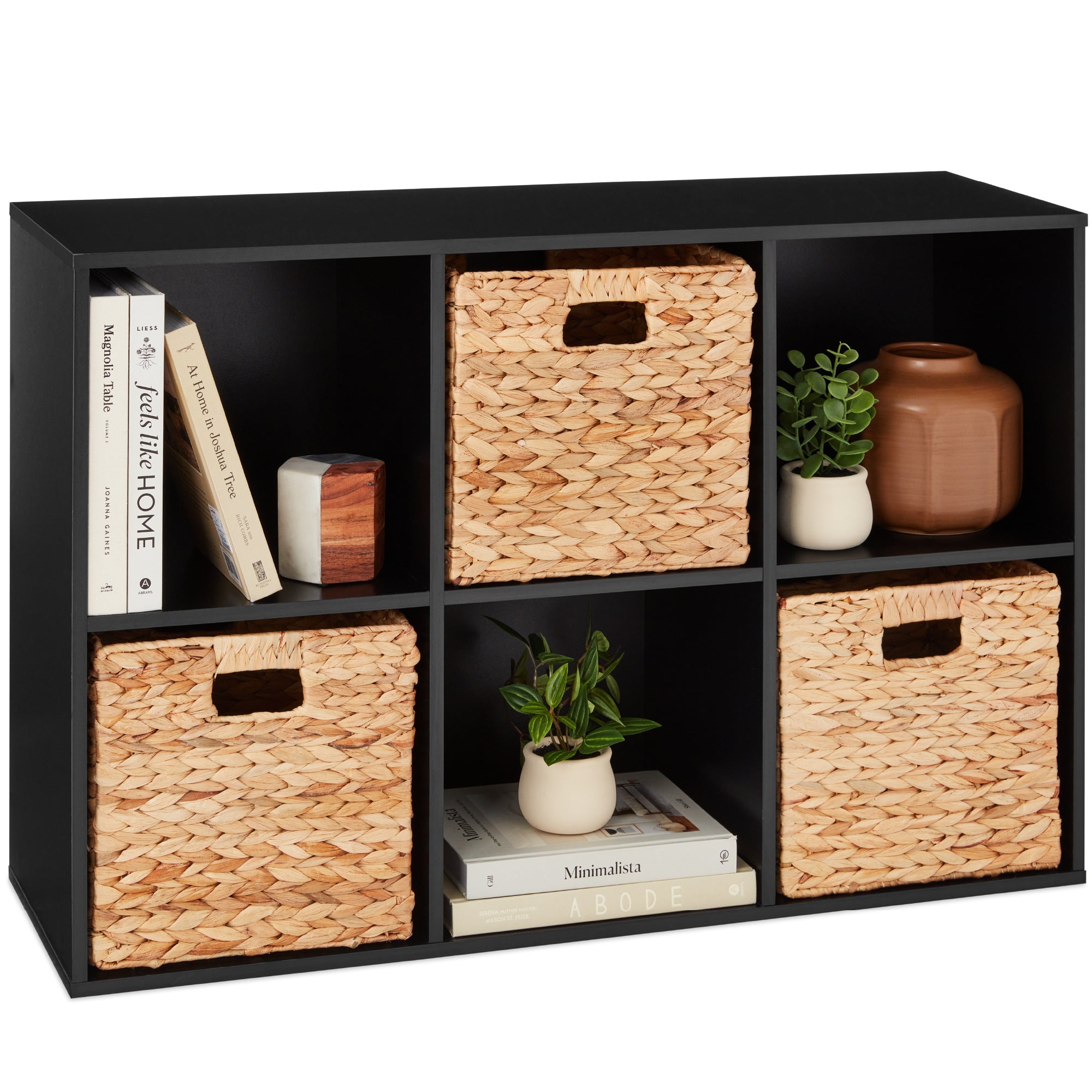 6-Cube Bookshelf 11in Storage Display with Removable Panels Customizable for simple setup and everyday use