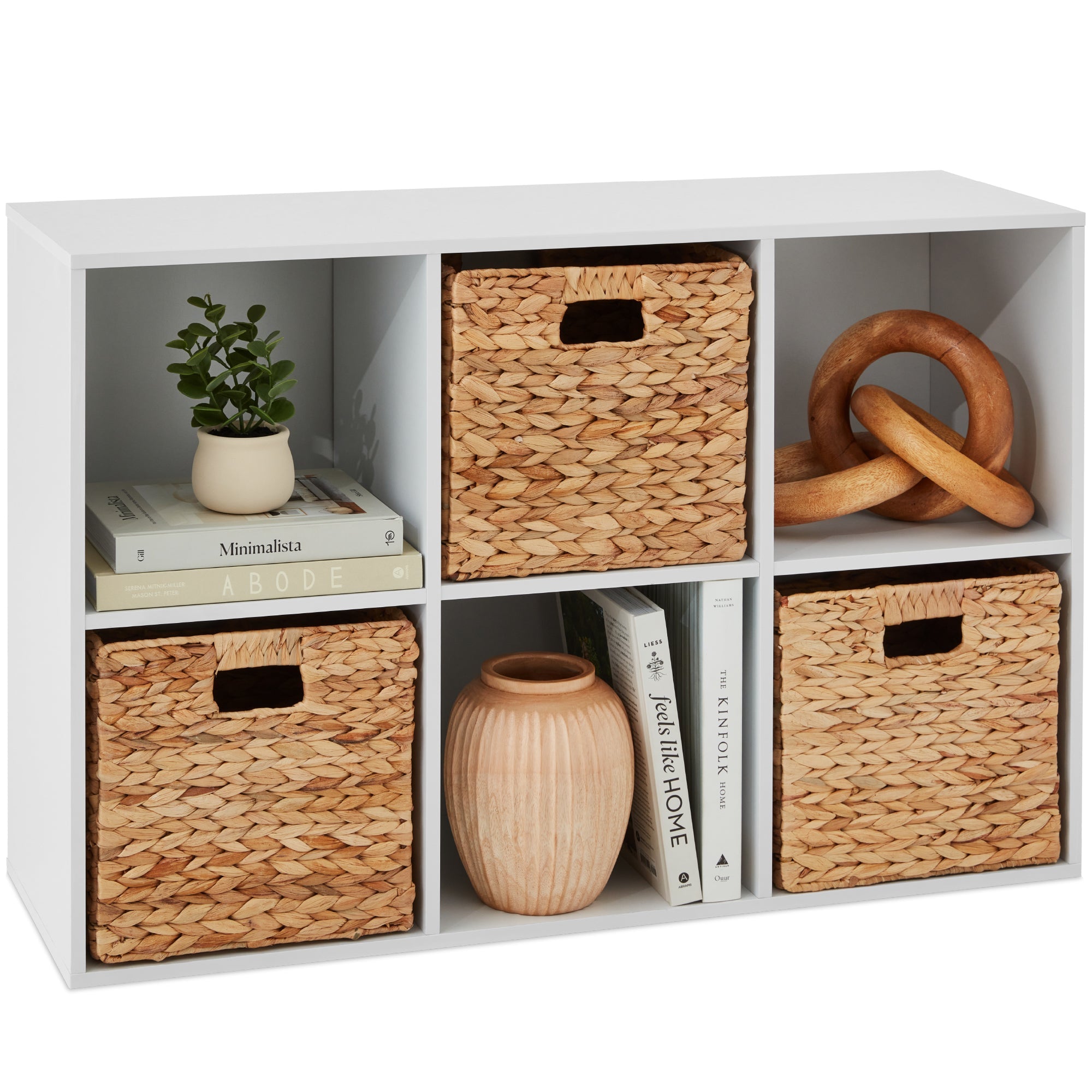 6-Cube Bookshelf 11in Storage Display with Removable Panels Customizable for simple setup and everyday use