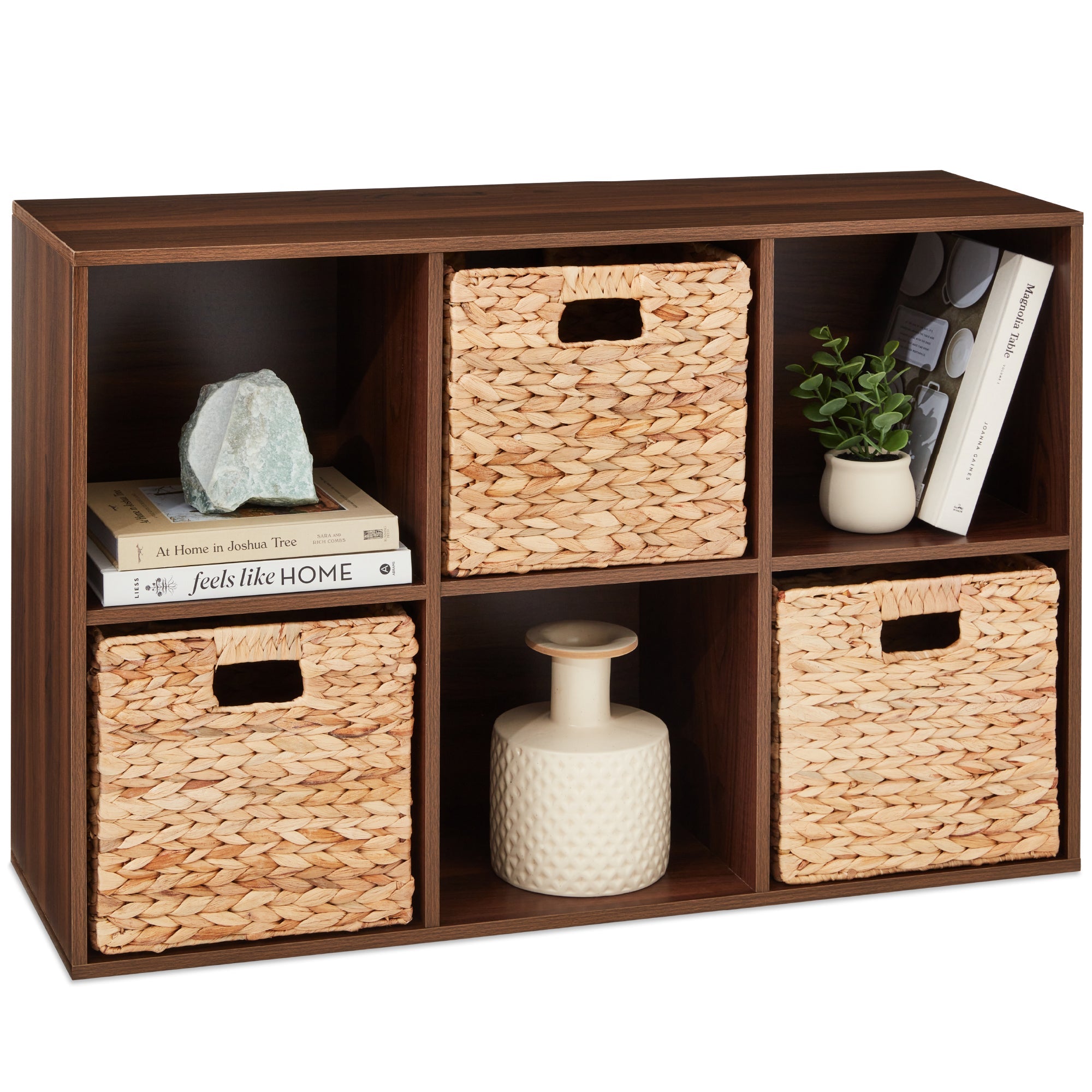 6-Cube Bookshelf 11in Storage Display with Removable Panels Customizable for simple setup and everyday use