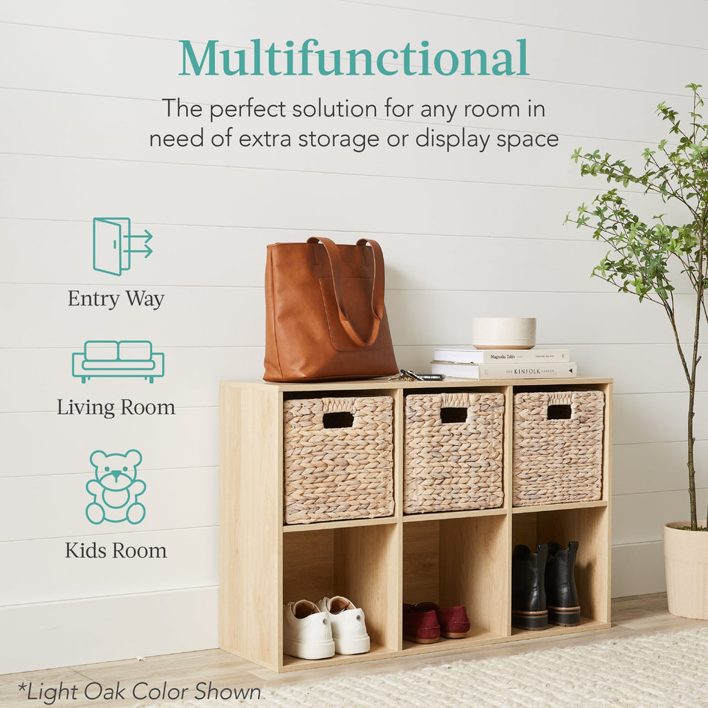 6-Cube Bookshelf 11in Storage Display with Removable Panels Customizable for simple setup and everyday use