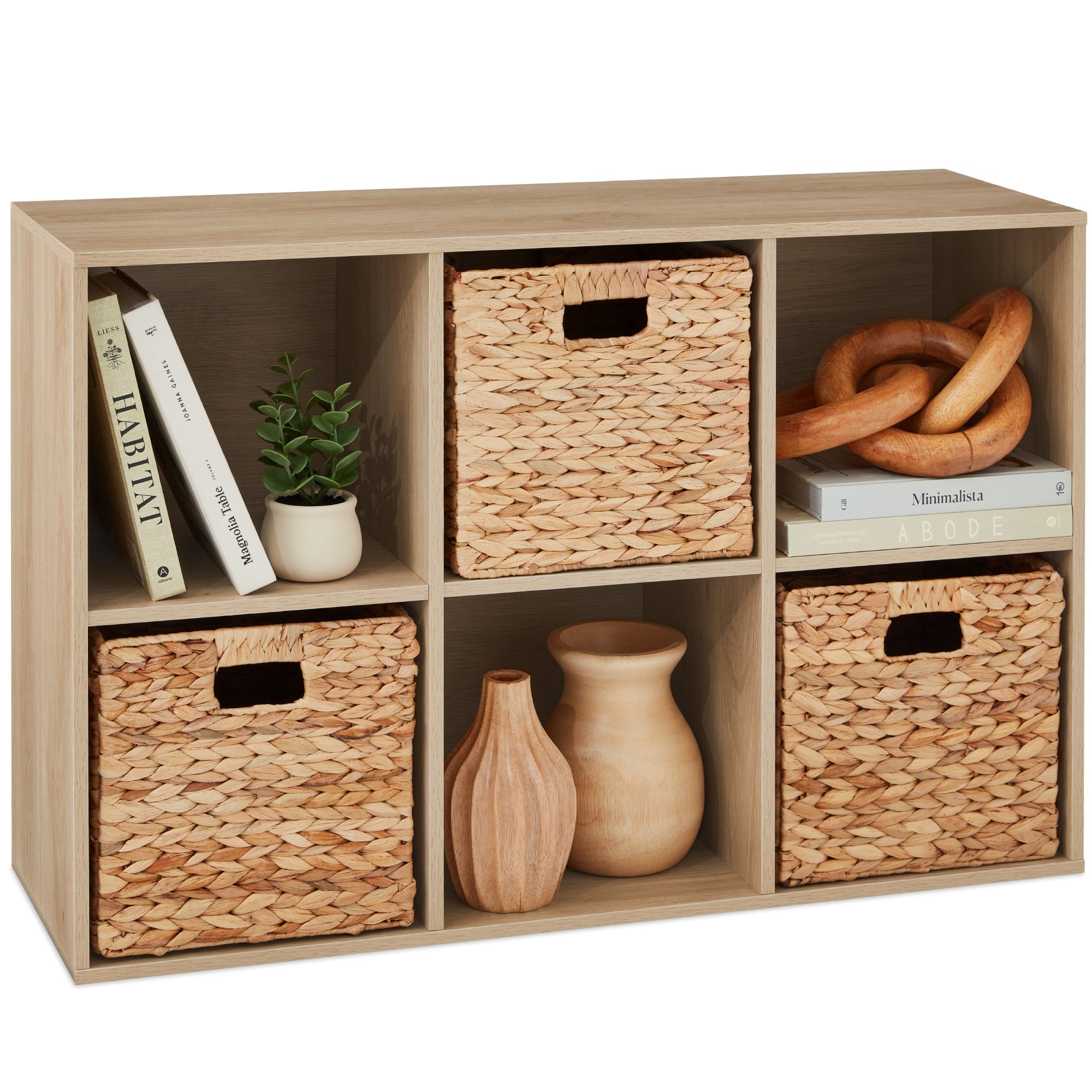 6-Cube Bookshelf 11in Storage Display with Removable Panels Customizable for simple setup and everyday use