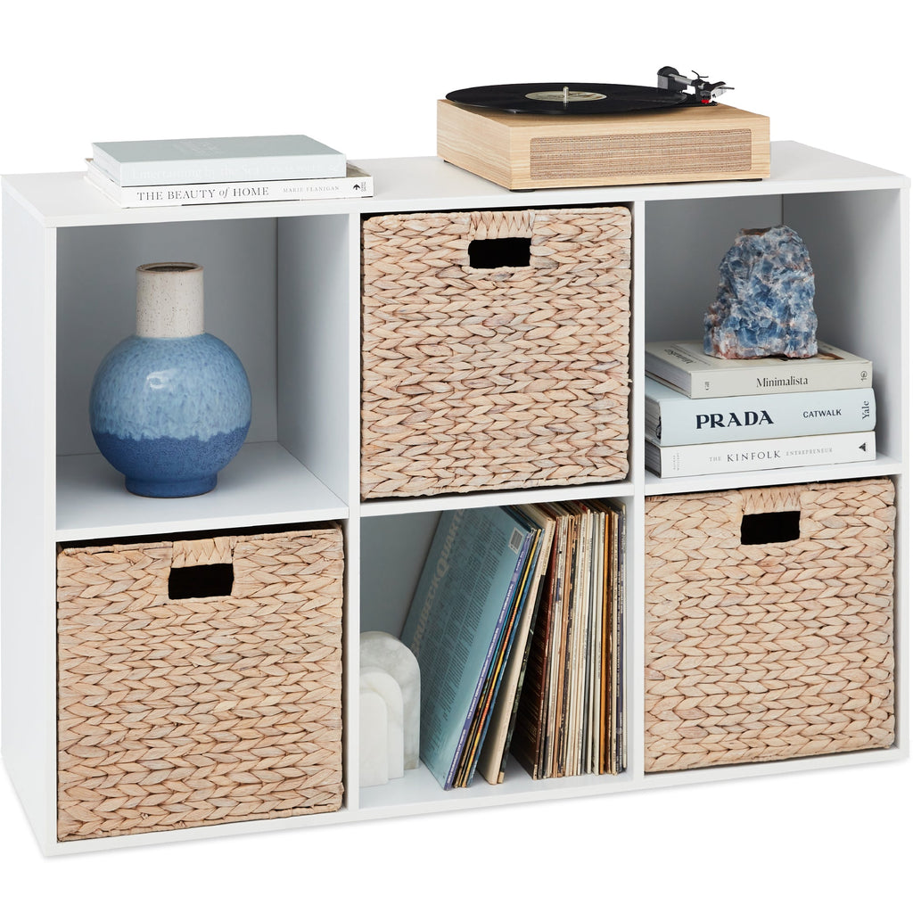 6-Cube Bookshelf 13.5in Storage Display with Removable Panels Customizable with practical everyday features