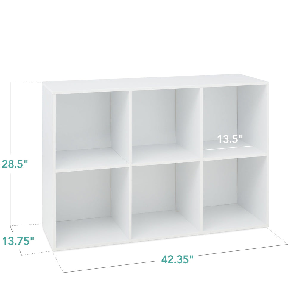 6-Cube Bookshelf 13.5in Storage Display with Removable Panels Customizable with practical everyday features