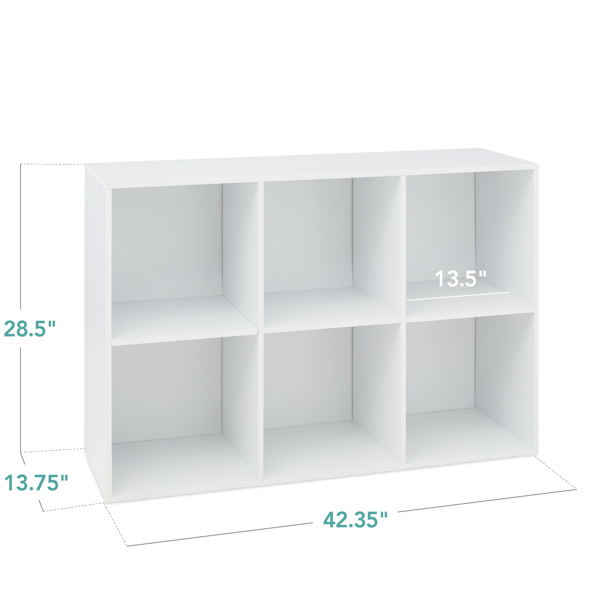 6-Cube Bookshelf 13.5in Storage Display with Removable Panels Customizable with practical everyday features