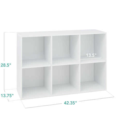 6-Cube Bookshelf 13.5in Storage Display with Removable Panels Customizable with practical everyday features