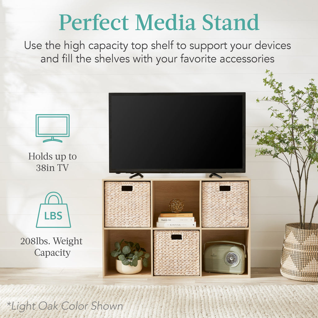 6-Cube Bookshelf 13.5in Storage Display with Removable Panels Customizable with practical everyday features