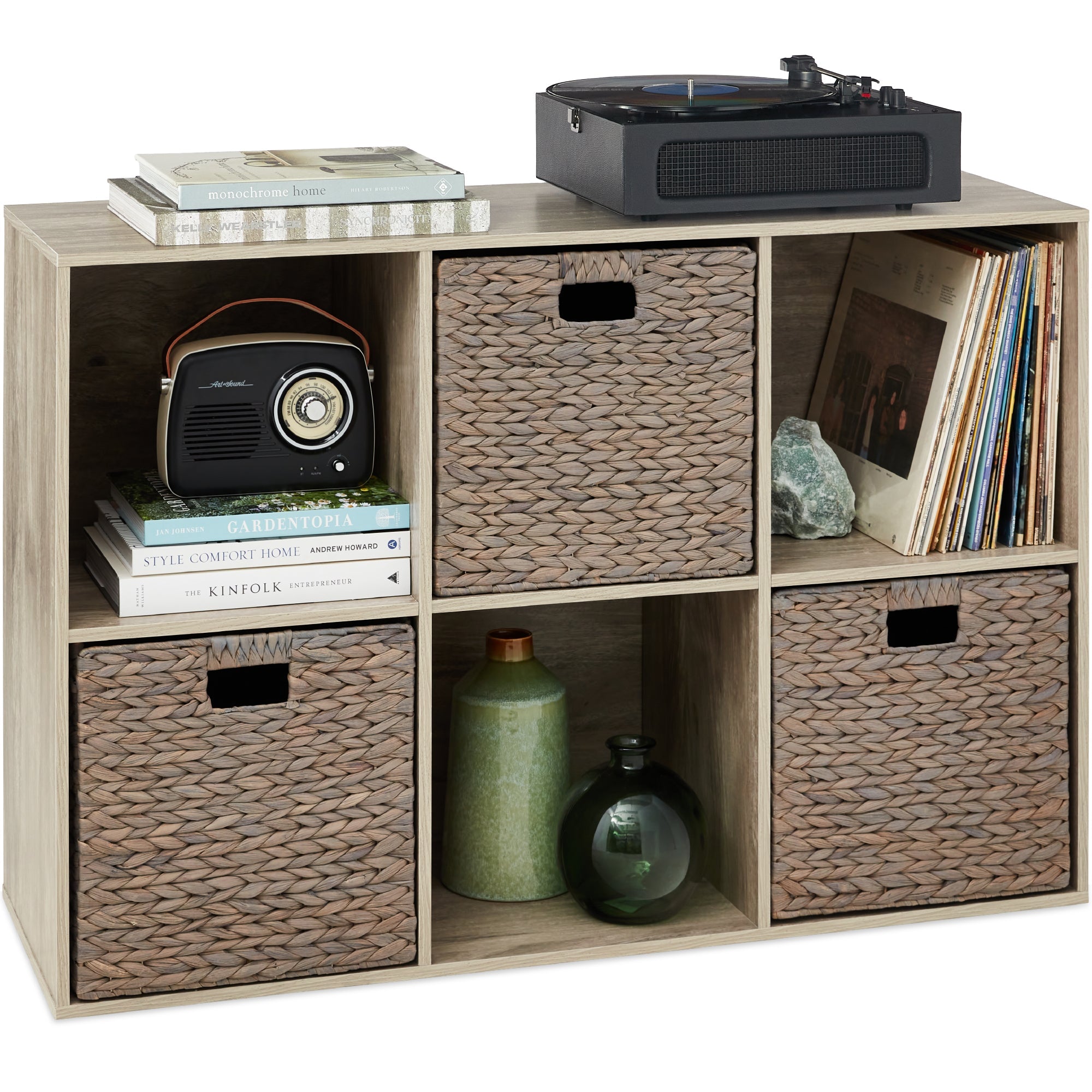 6-Cube Bookshelf 13.5in Storage Display with Removable Panels Customizable with practical everyday features