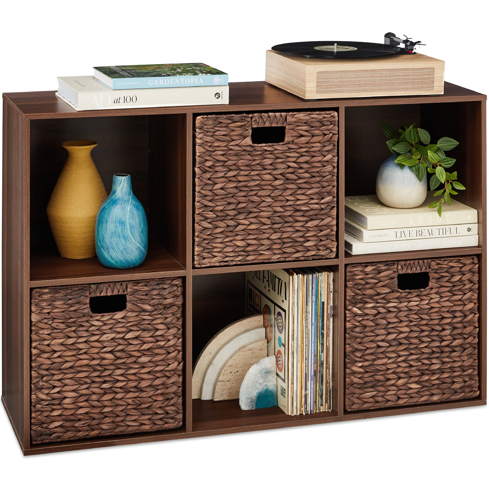 6-Cube Bookshelf 13.5in Storage Display with Removable Panels Customizable with practical everyday features