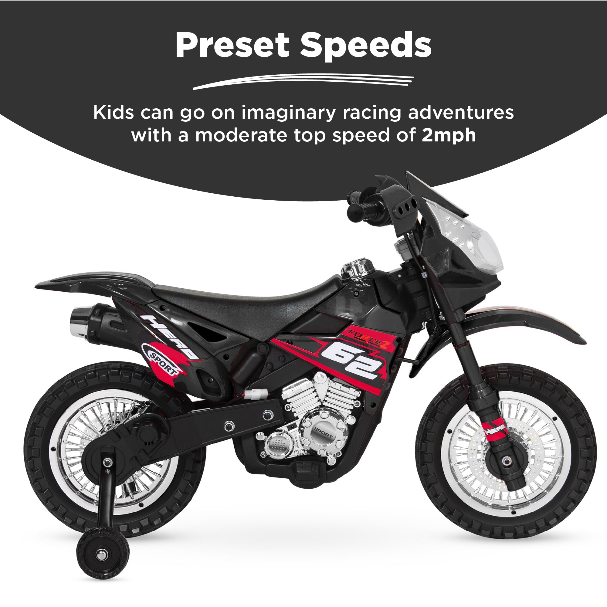 6V Kids Electric Ride-On Motorcycle Toy with Training Wheels Lights Music designed for kids' playtime and gifts