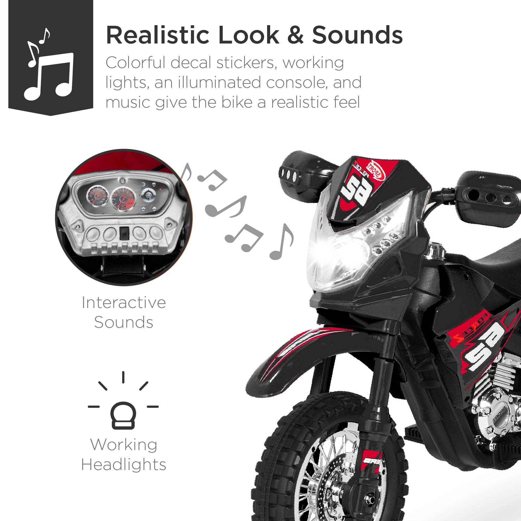 6V Kids Electric Ride-On Motorcycle Toy with Training Wheels Lights Music designed for kids' playtime and gifts