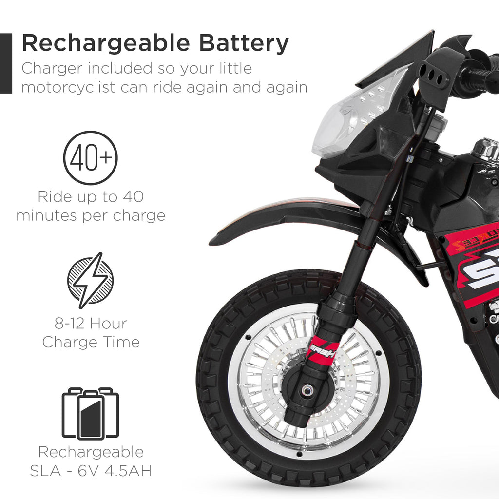 6V Kids Electric Ride-On Motorcycle Toy with Training Wheels Lights Music designed for kids' playtime and gifts