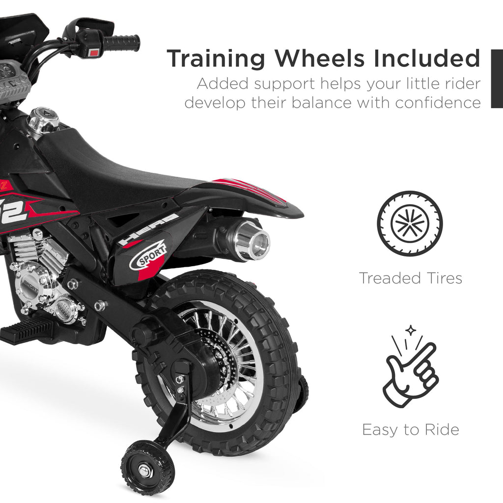 6V Kids Electric Ride-On Motorcycle Toy with Training Wheels Lights Music designed for kids' playtime and gifts
