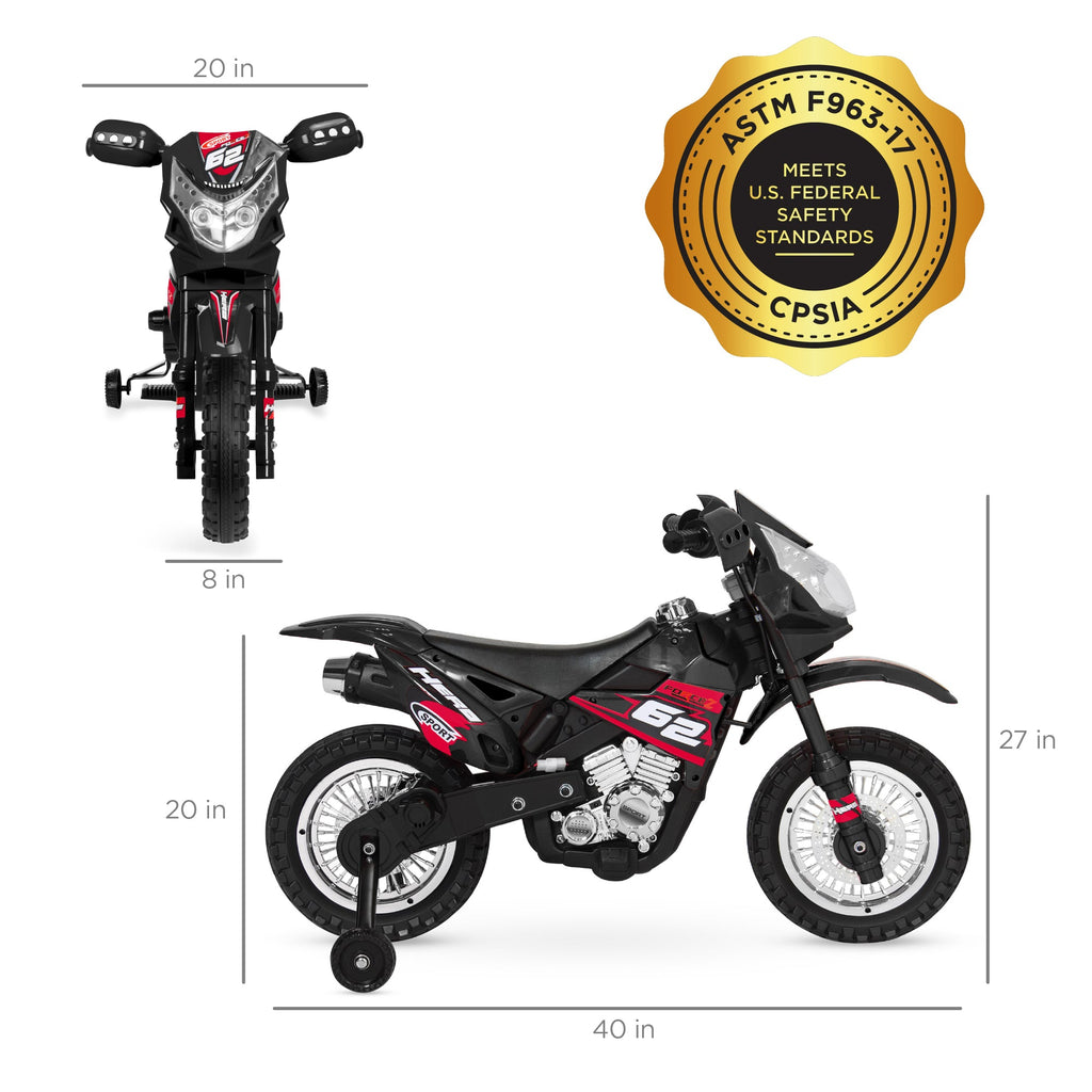 6V Kids Electric Ride-On Motorcycle Toy with Training Wheels Lights Music designed for kids' playtime and gifts