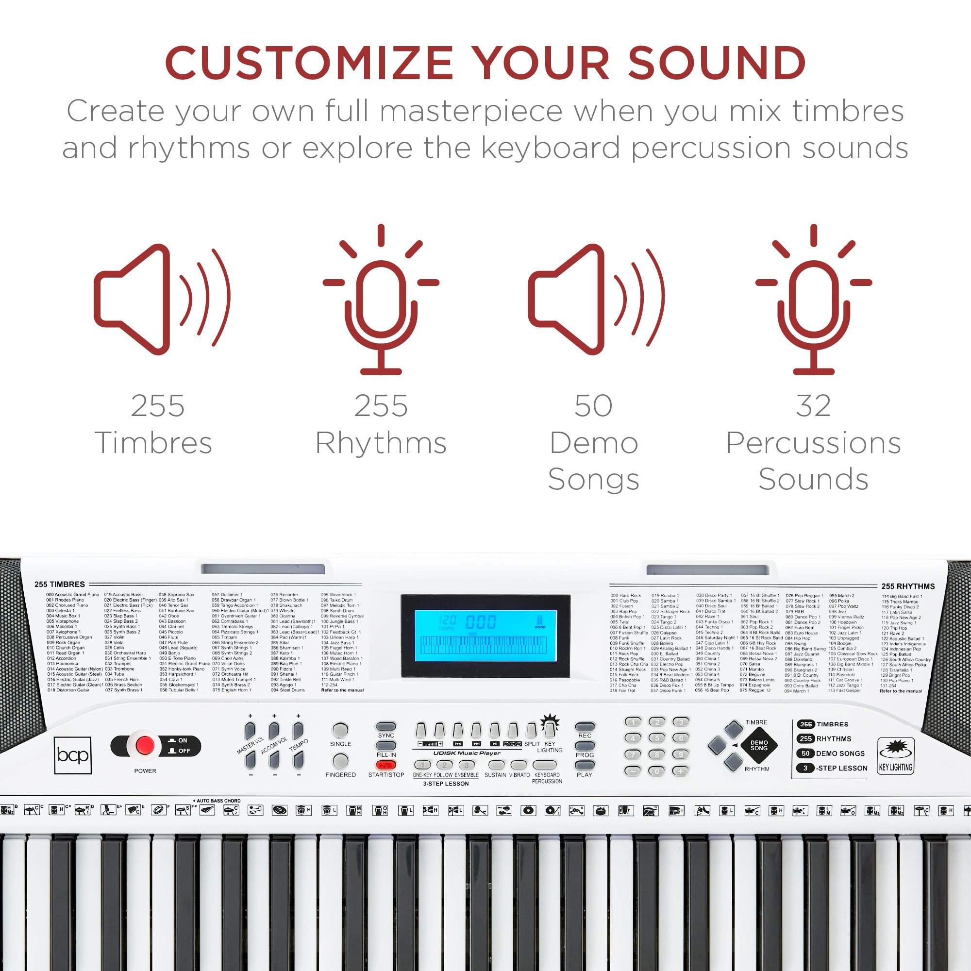 61-Key Beginners Electronic Keyboard Piano Set with Lighted Keys Headphones with practical everyday features