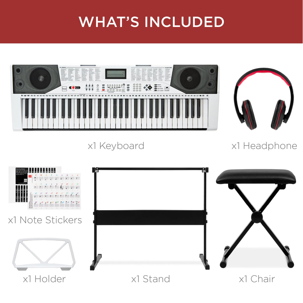 61-Key Beginners Electronic Keyboard Piano Set with Lighted Keys Headphones with practical everyday features