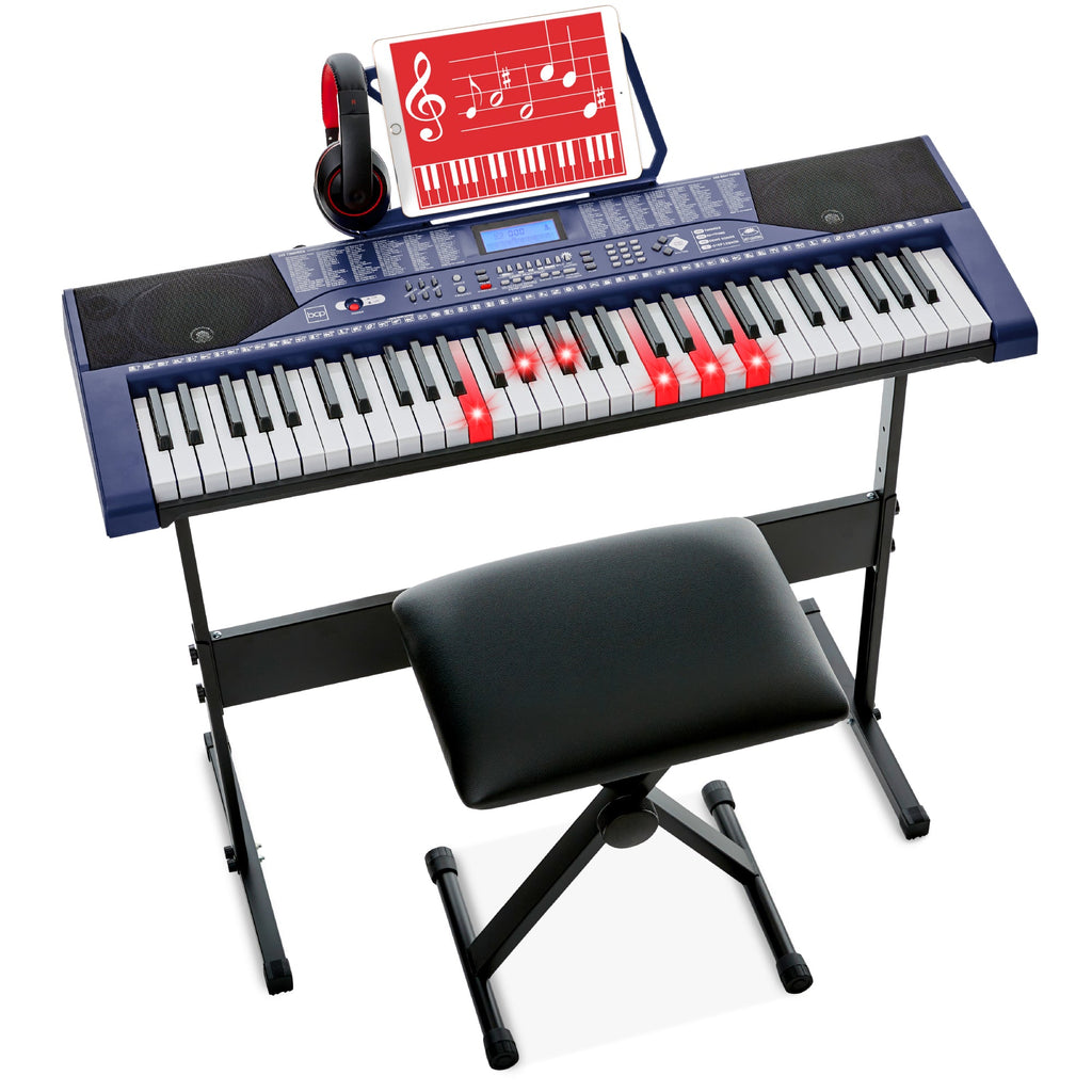 61-Key Beginners Electronic Keyboard Piano Set with Lighted Keys Headphones with practical everyday features