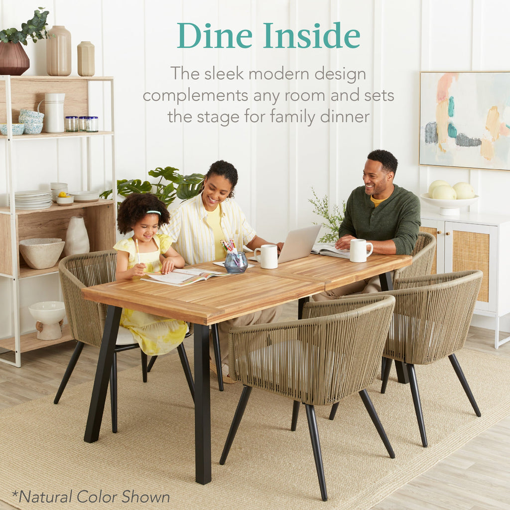 6-Person Indoor Outdoor Acacia Wood Dining Table for outdoor comfort and convenience