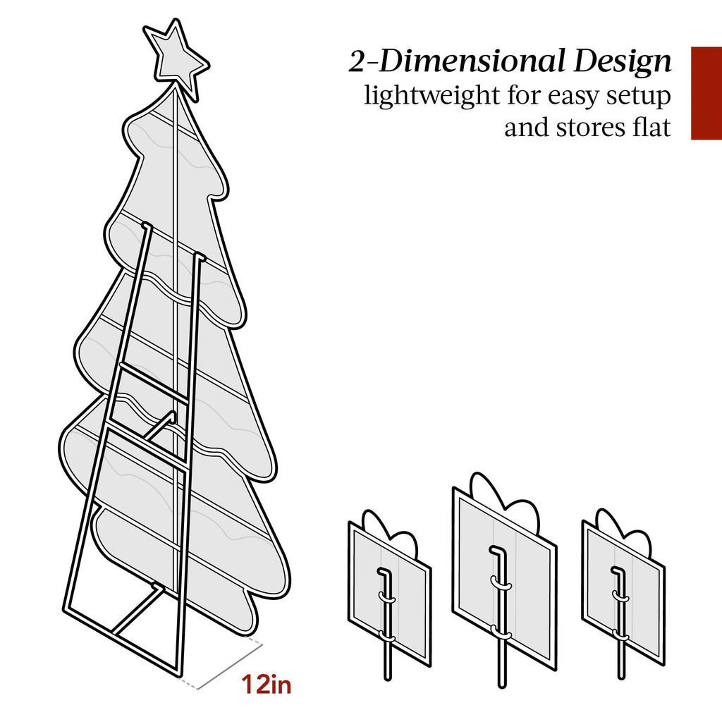 6ft Lighted 2D Christmas Tree Outdoor Decor with 170 LED Lights 3 Gift Boxes for indoor and outdoor holiday displays
