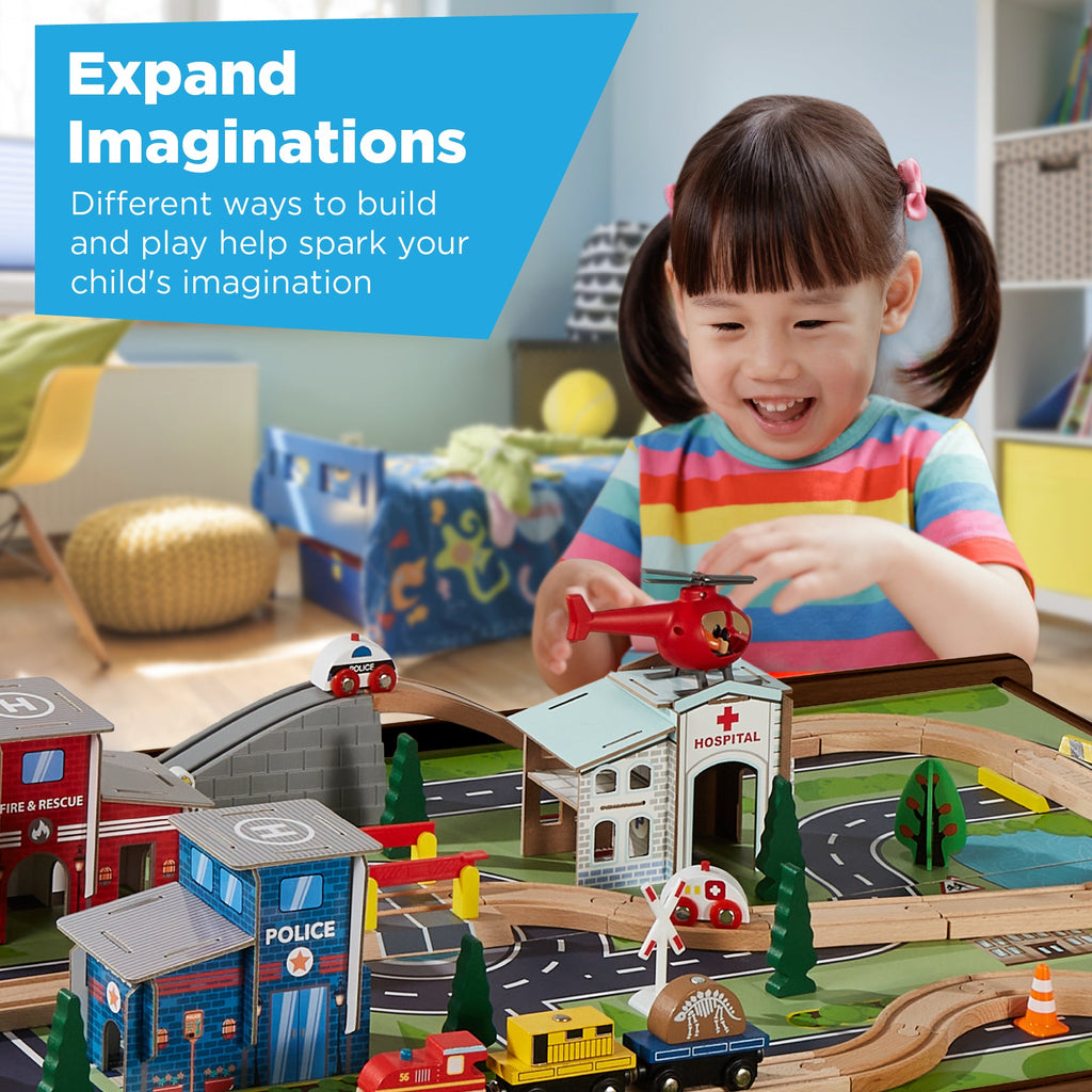 70-Piece Train Table Large Multipurpose Playset with Reversible Table Top designed for everyday comfort and storage