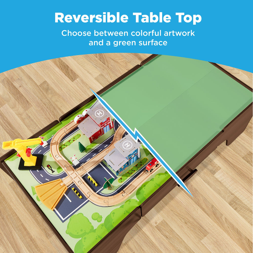 70-Piece Train Table Large Multipurpose Playset with Reversible Table Top designed for everyday comfort and storage