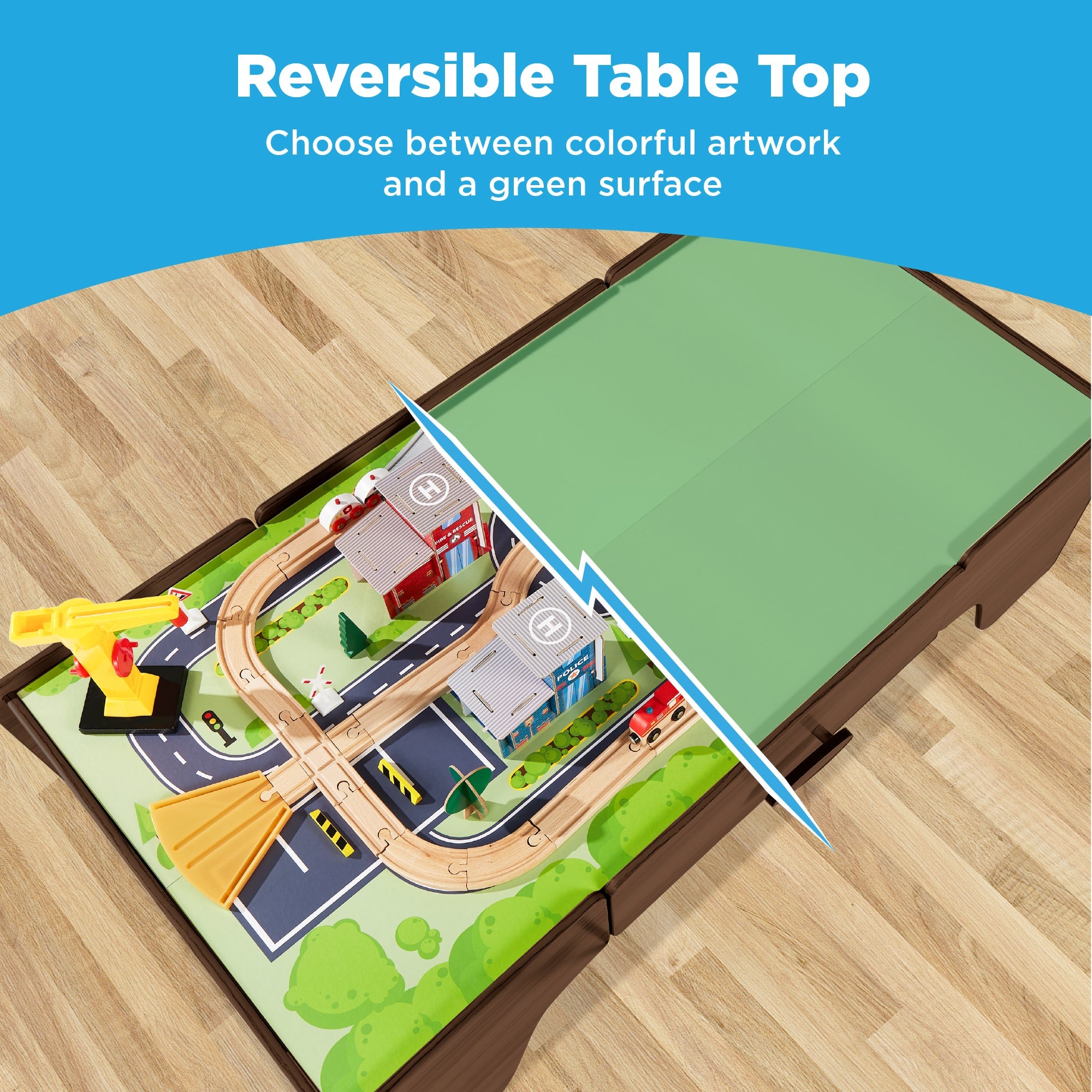 70-Piece Train Table Large Multipurpose Playset with Reversible Table Top designed for everyday comfort and storage