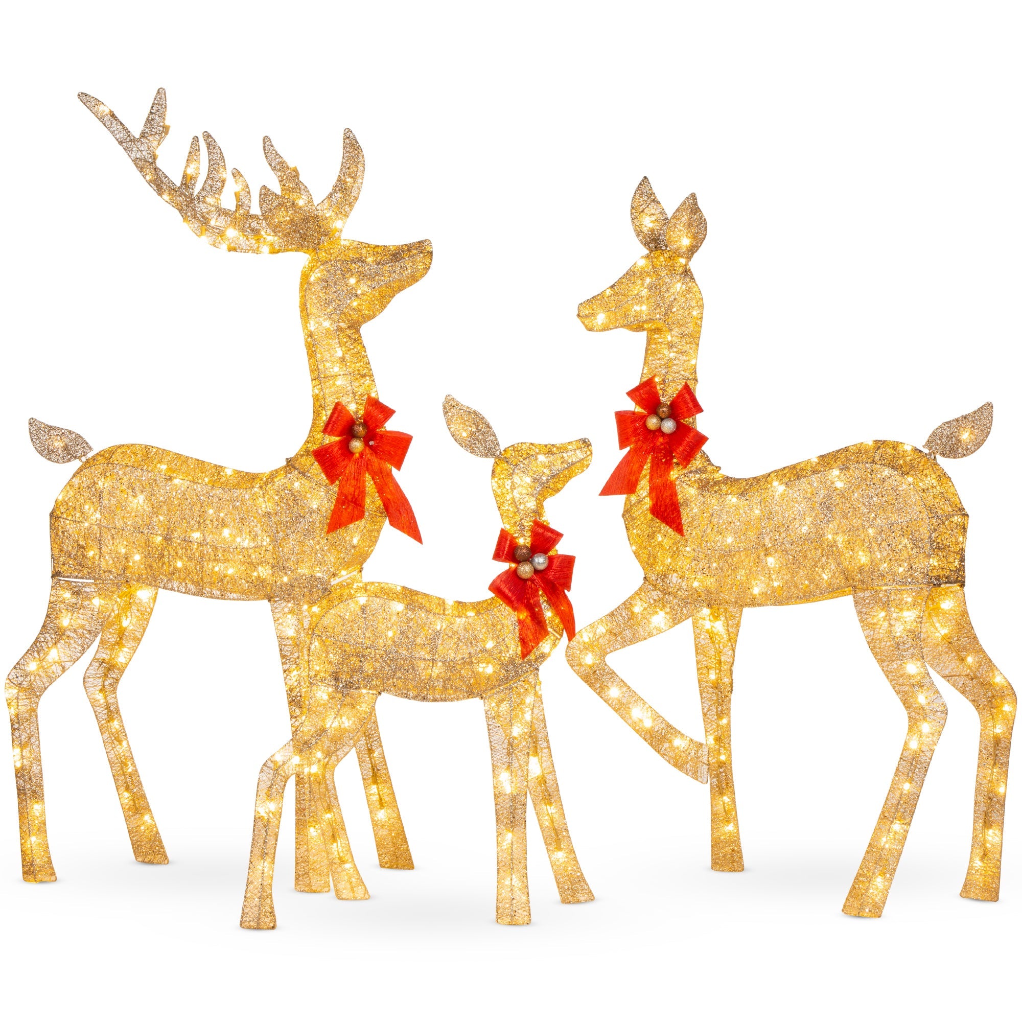 6.5ft 3-Piece Lighted Christmas Deer Set Outdoor Decor with LED Lights for indoor and outdoor holiday displays