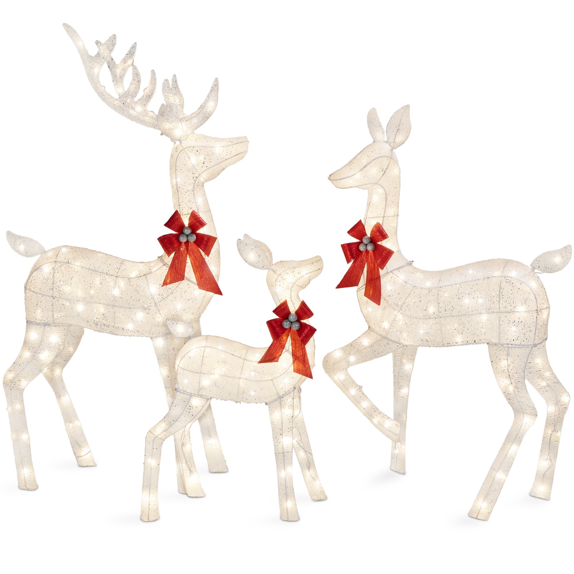 6.5ft 3-Piece Lighted Christmas Deer Set Outdoor Decor with LED Lights for indoor and outdoor holiday displays