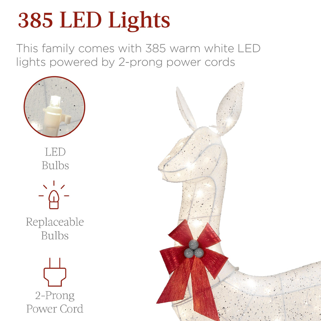 6.5ft 3-Piece Lighted Christmas Deer Set Outdoor Decor with LED Lights for indoor and outdoor holiday displays