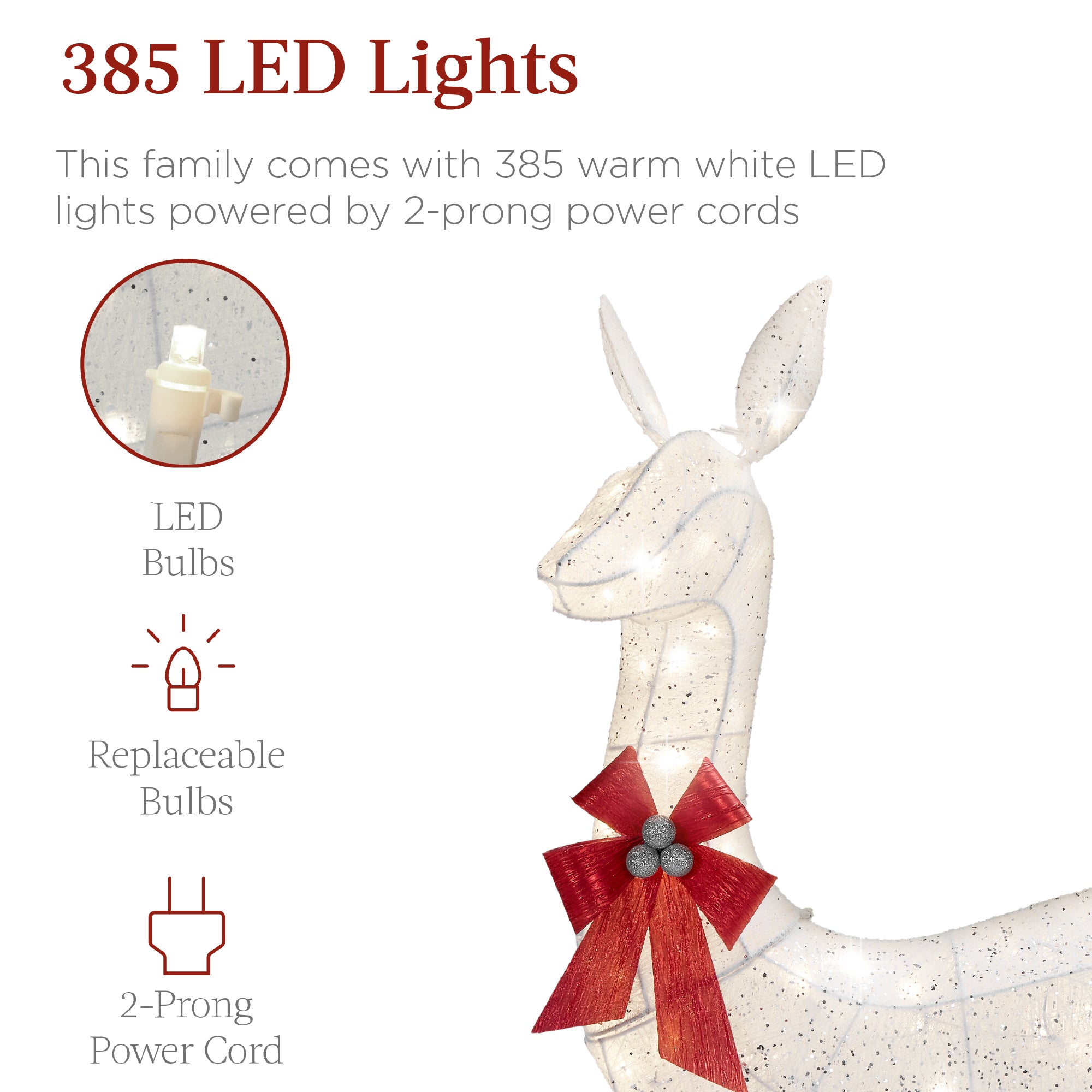 6.5ft 3-Piece Lighted Christmas Deer Set Outdoor Decor with LED Lights for indoor and outdoor holiday displays