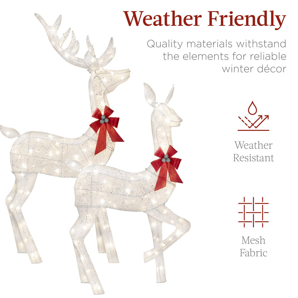 6.5ft 3-Piece Lighted Christmas Deer Set Outdoor Decor with LED Lights for indoor and outdoor holiday displays