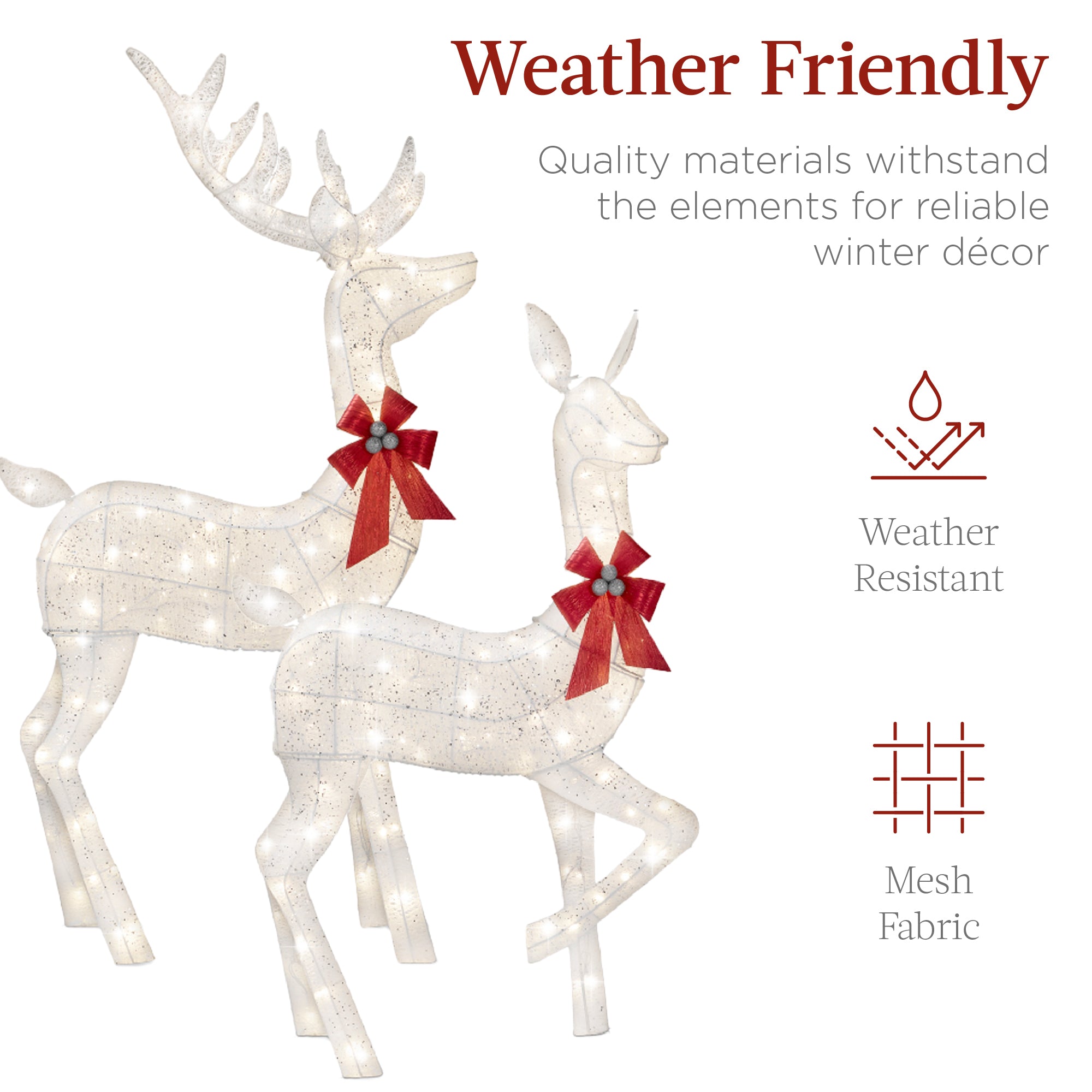 6.5ft 3-Piece Lighted Christmas Deer Set Outdoor Decor with LED Lights for indoor and outdoor holiday displays