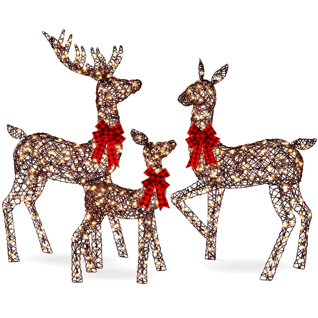 6.5ft 3-Piece Lighted Christmas Deer Set Outdoor Decor with LED Lights for indoor and outdoor holiday displays