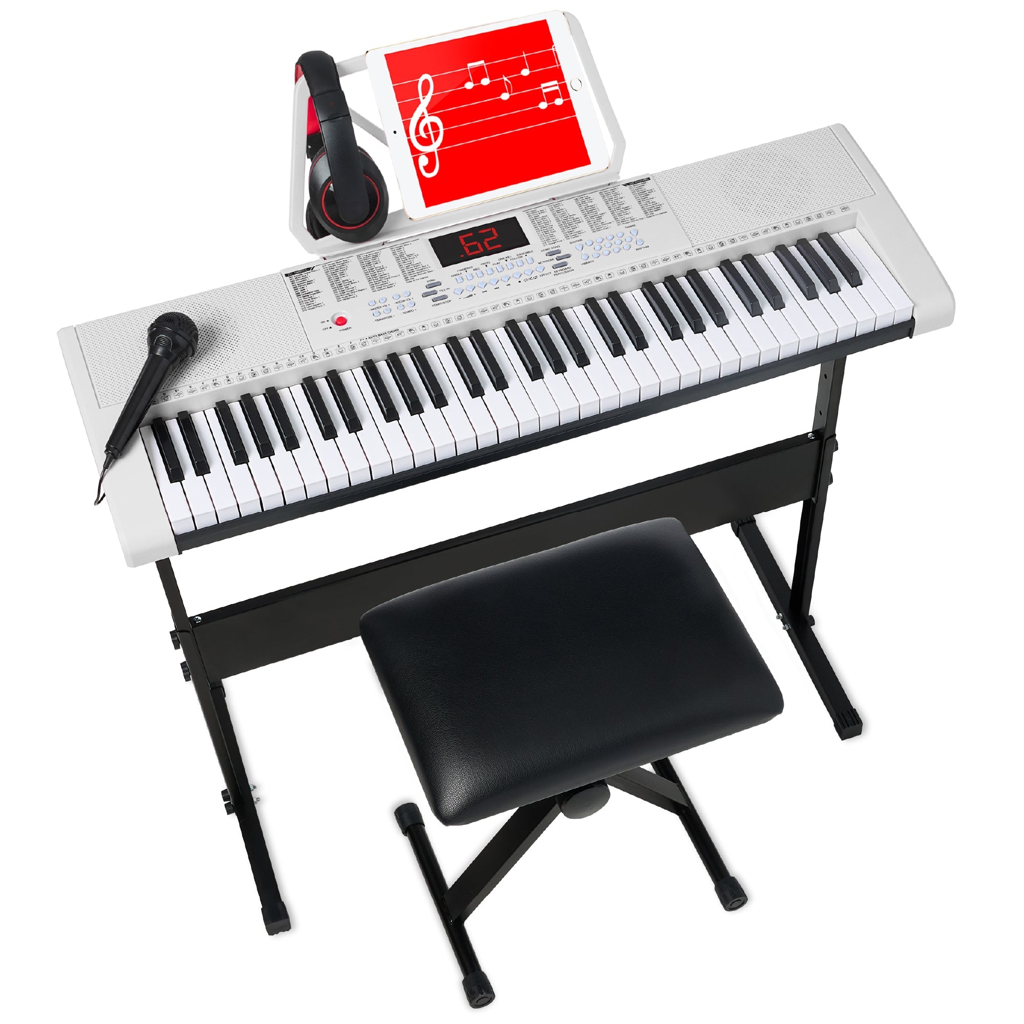 61-Key Beginners Electronic Keyboard Piano Set with 3 Modes Microphone with reliable function and style