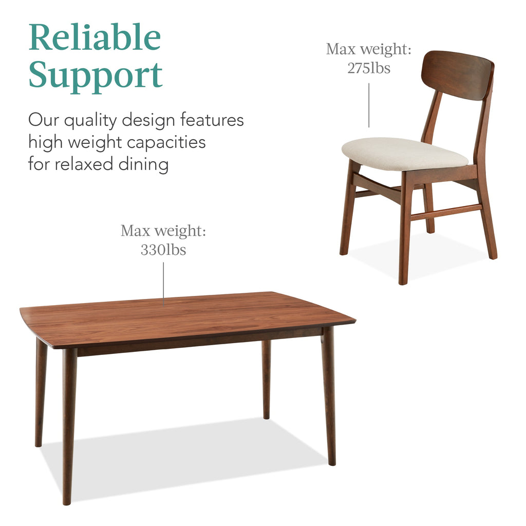 7-Piece Mid-Century Modern Dining Set Wood Upholstered with 6 Chairs for comfortable home living
