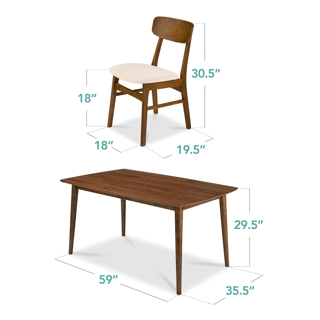 7-Piece Mid-Century Modern Dining Set Wood Upholstered with 6 Chairs for comfortable home living