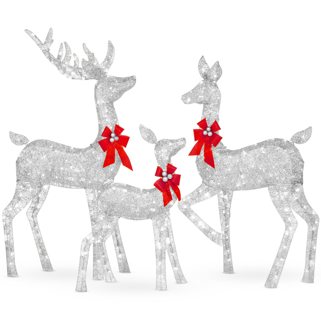 6.5ft 3-Piece Lighted Christmas Deer Set Outdoor Decor with LED Lights for indoor and outdoor holiday displays