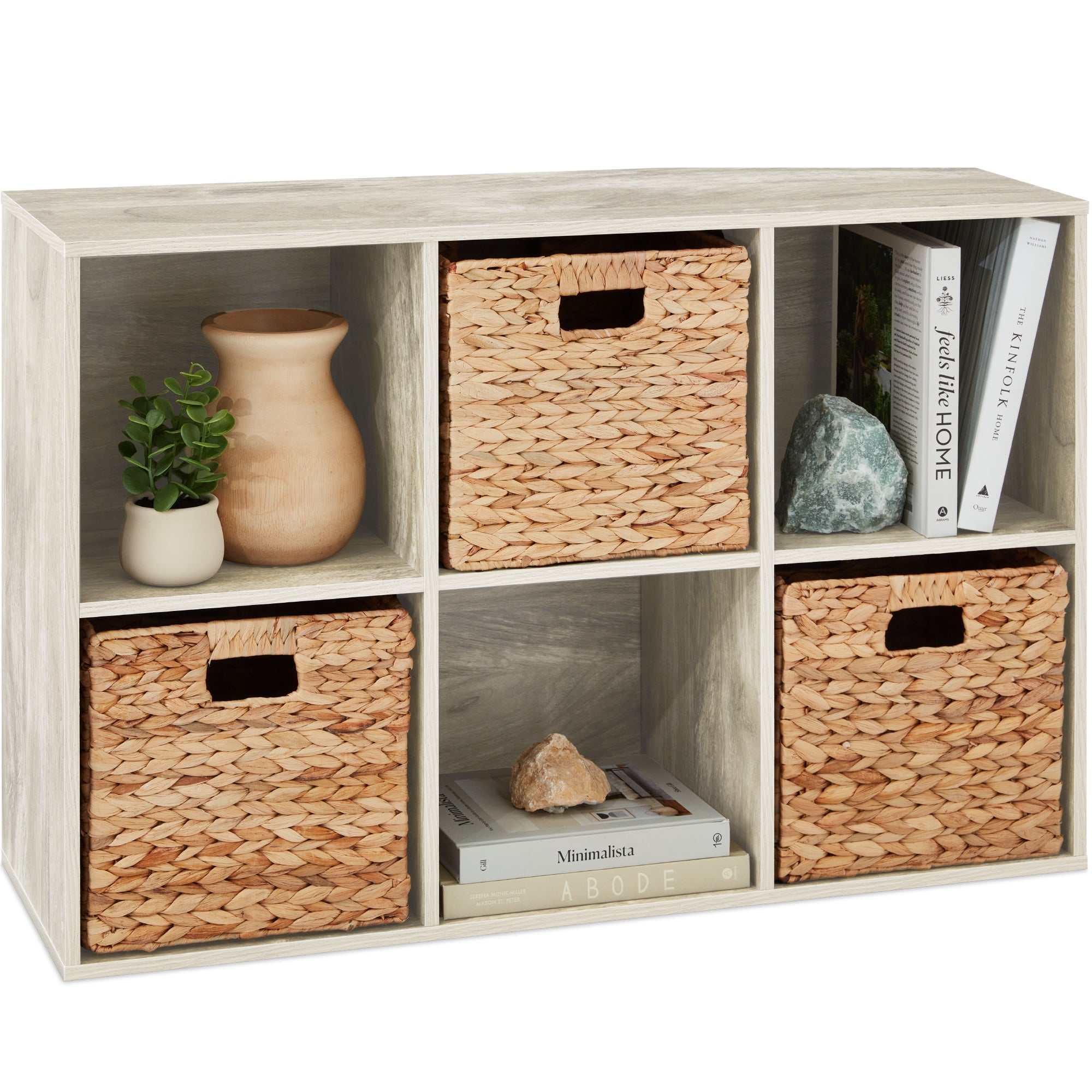 6-Cube Bookshelf 11in Storage Display with Removable Panels Customizable for simple setup and everyday use