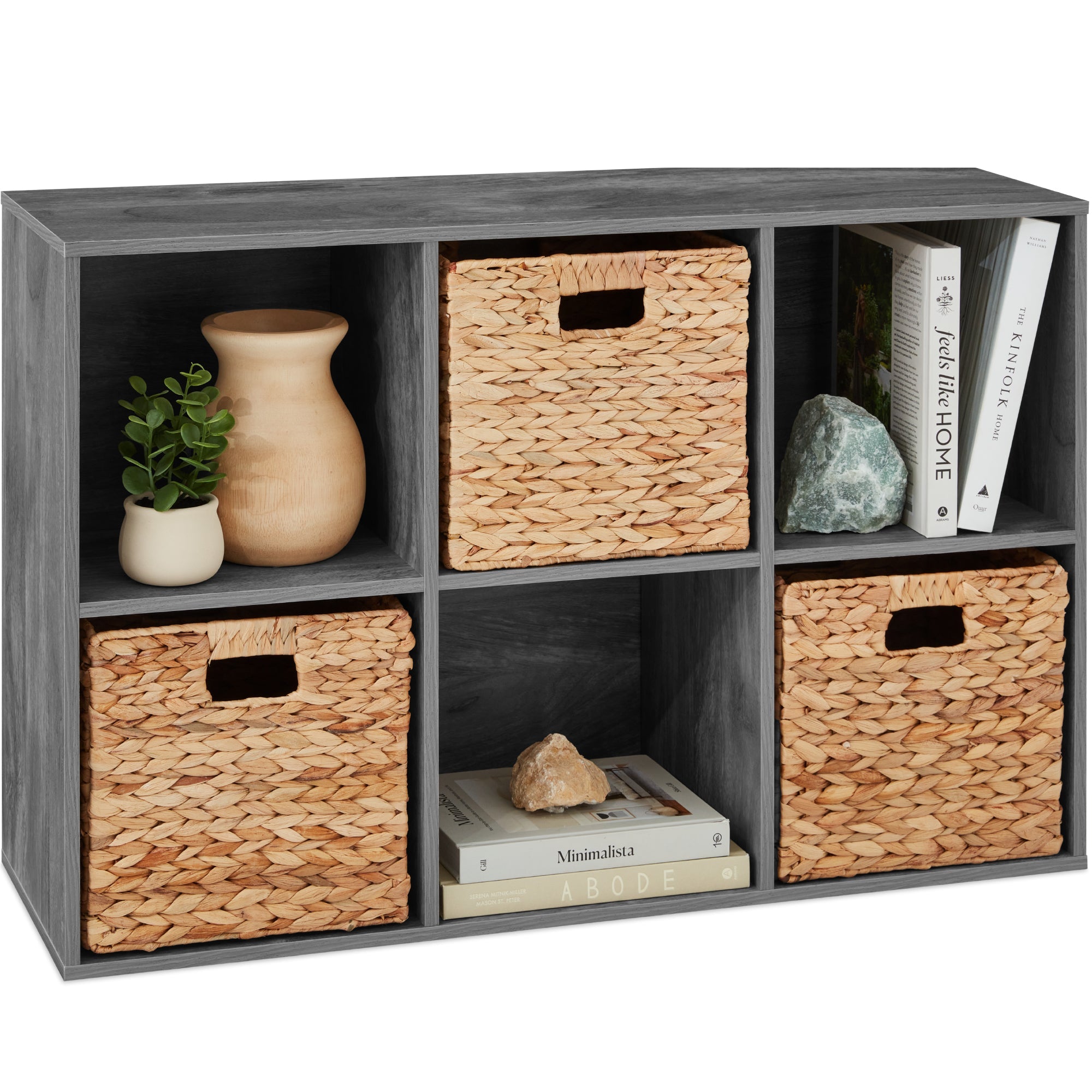 6-Cube Bookshelf 11in Storage Display with Removable Panels Customizable for simple setup and everyday use