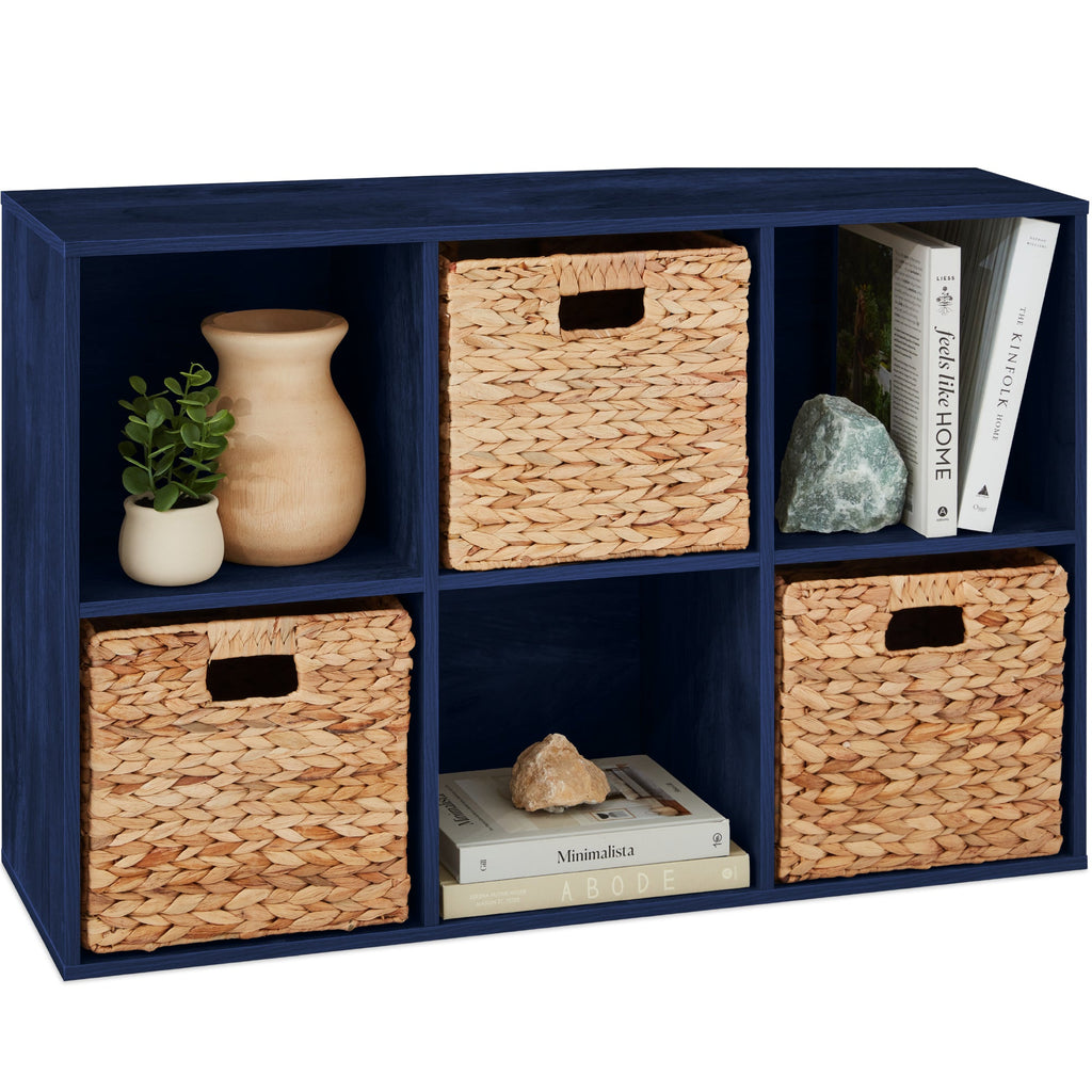 6-Cube Bookshelf 11in Storage Display with Removable Panels Customizable for simple setup and everyday use
