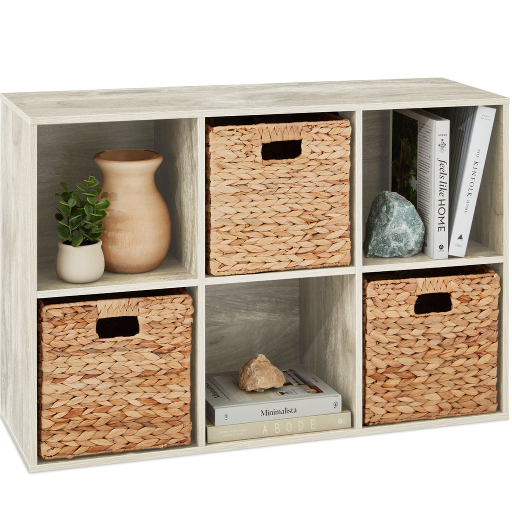 6-Cube Bookshelf 13.5in Storage Display with Removable Panels Customizable with practical everyday features