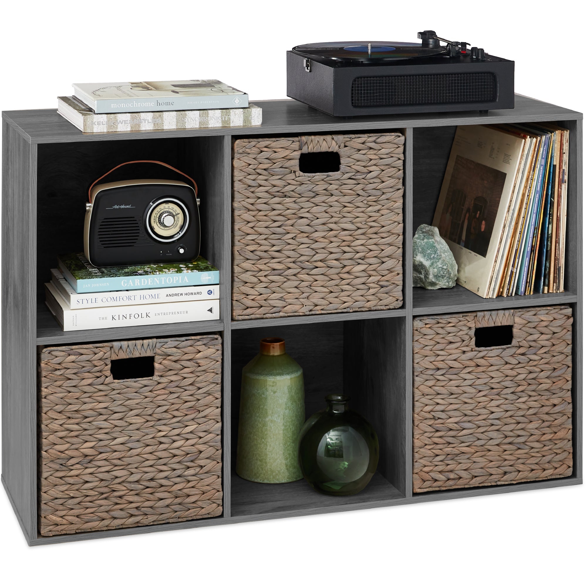 6-Cube Bookshelf 13.5in Storage Display with Removable Panels Customizable with practical everyday features