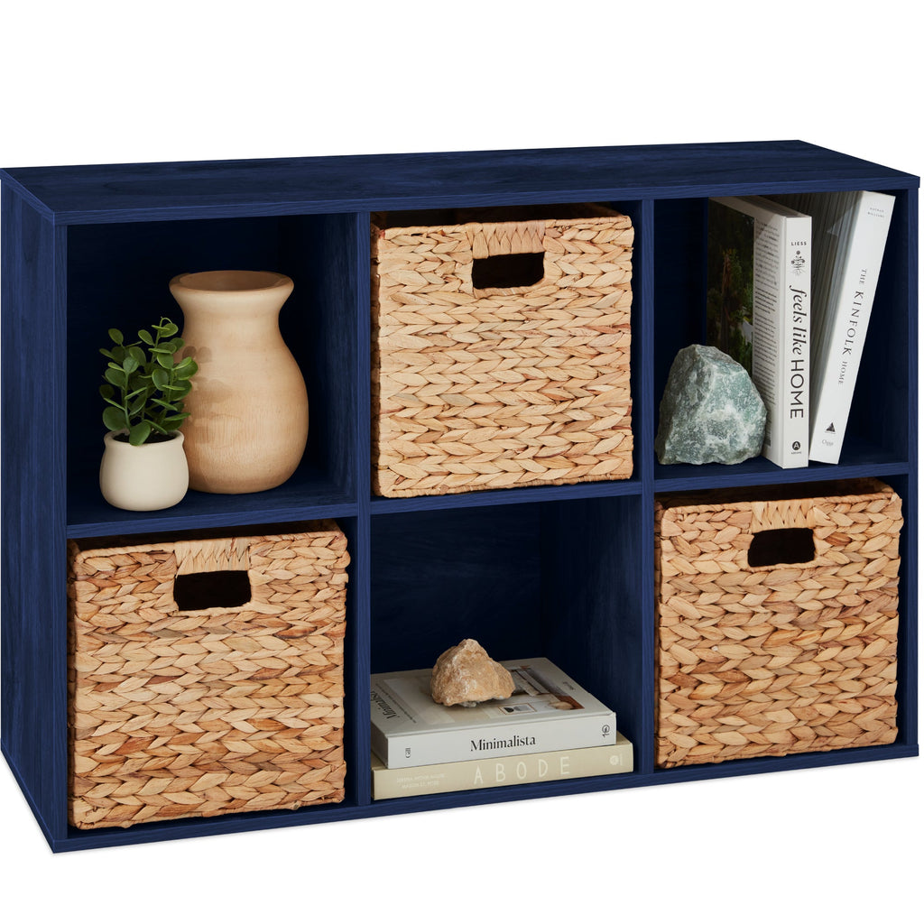 6-Cube Bookshelf 13.5in Storage Display with Removable Panels Customizable with practical everyday features