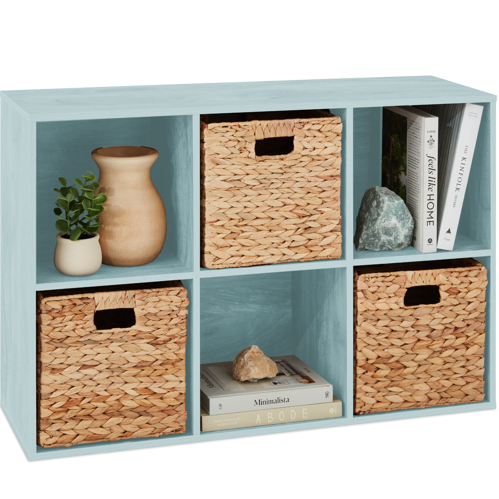 6-Cube Bookshelf 13.5in Storage Display with Removable Panels Customizable with practical everyday features