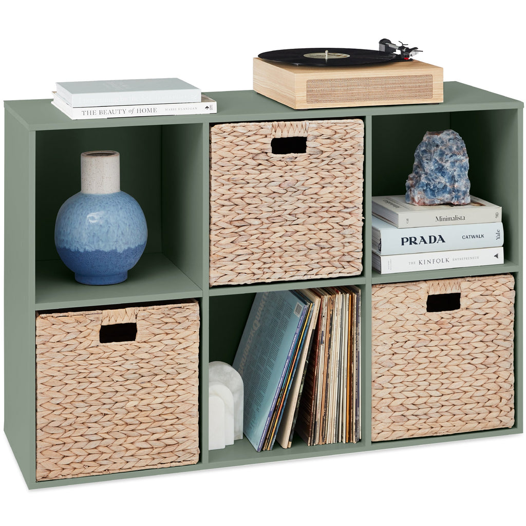 6-Cube Bookshelf 13.5in Storage Display with Removable Panels Customizable with practical everyday features