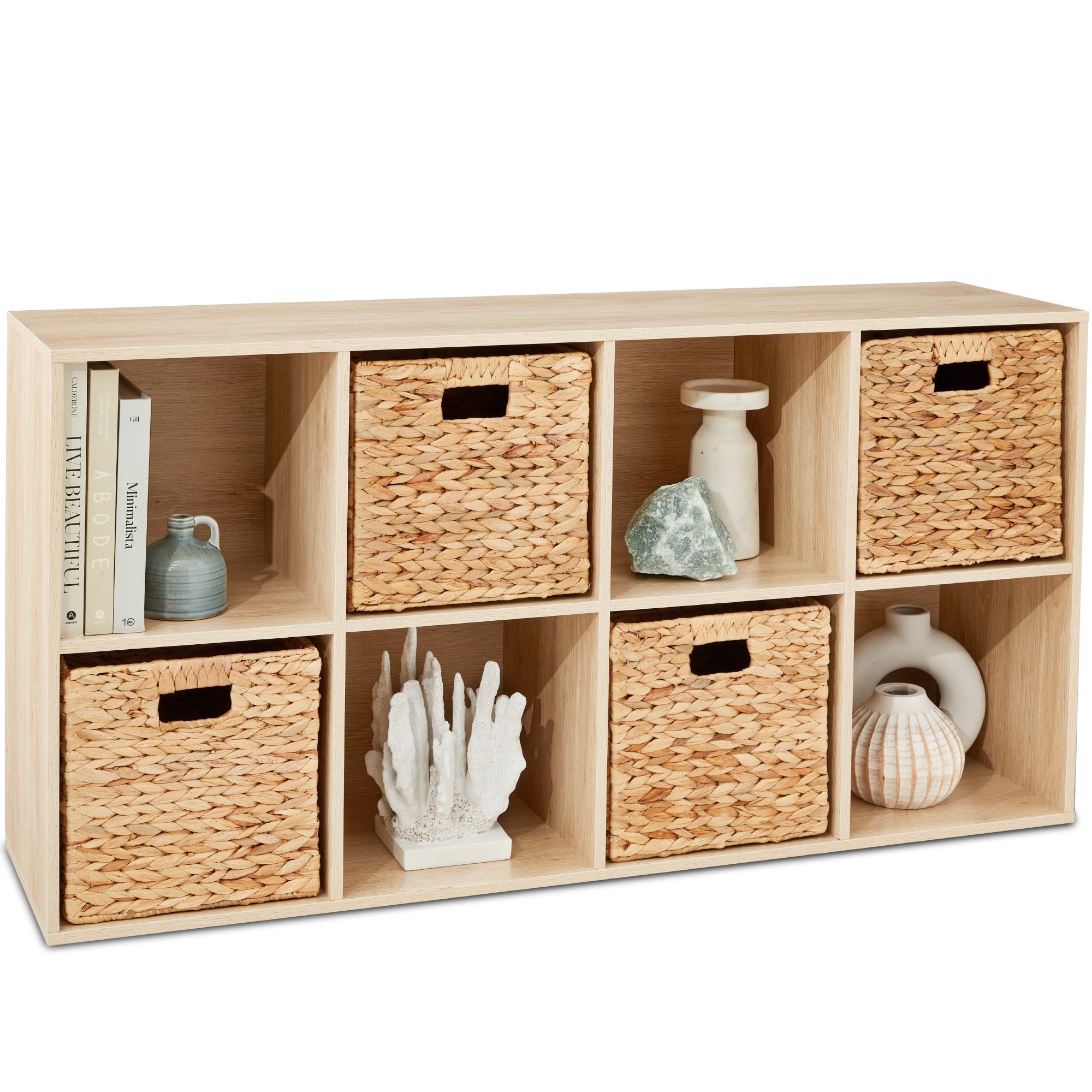 8-Cube Bookshelf 13.5in Storage Display with Removable Panels Customizable for simple setup and everyday use