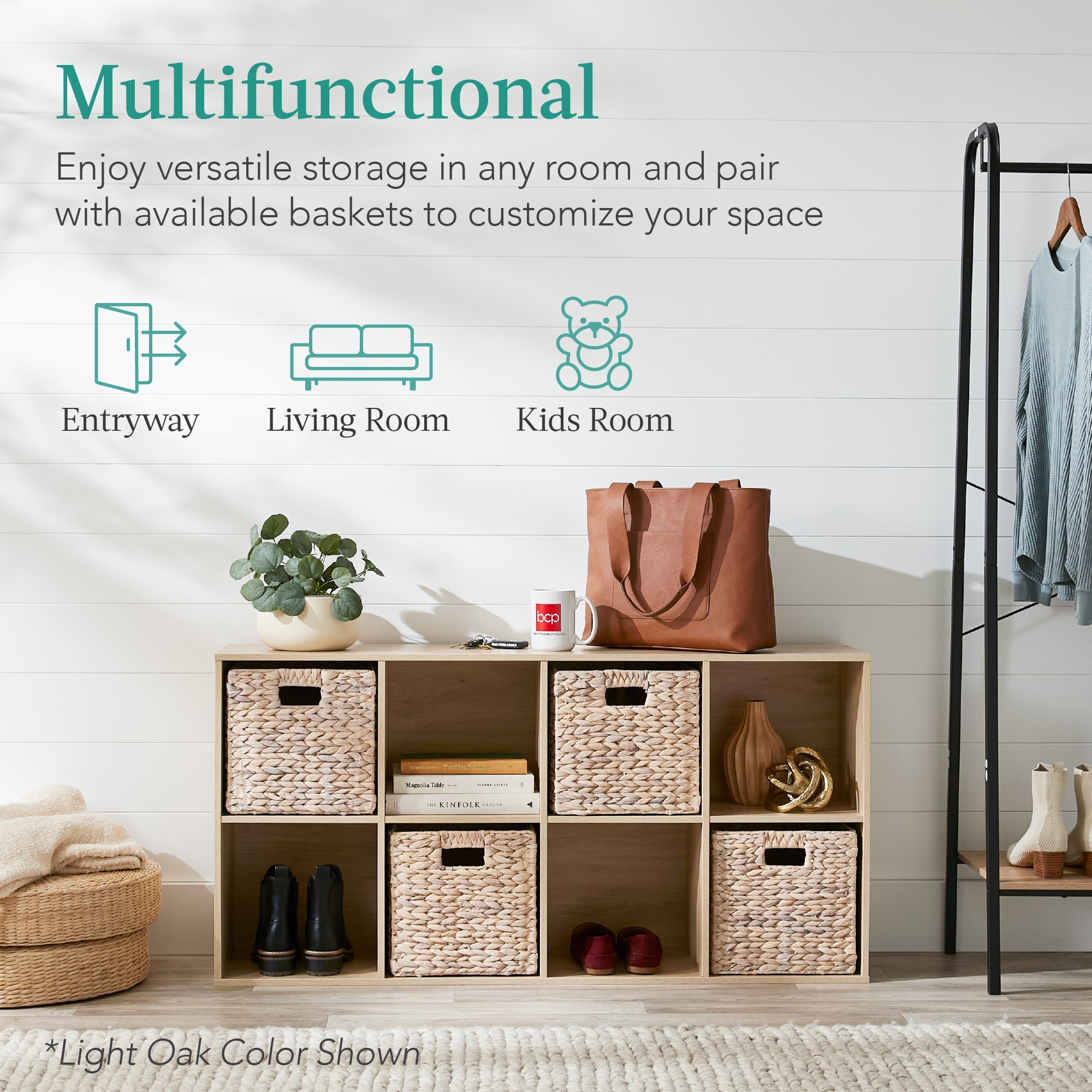 8-Cube Bookshelf 13.5in Storage Display with Removable Panels Customizable for simple setup and everyday use